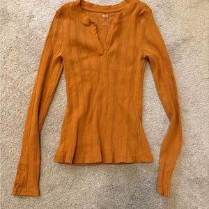 Anthropologie Burnt Orange Long Sleeve Top